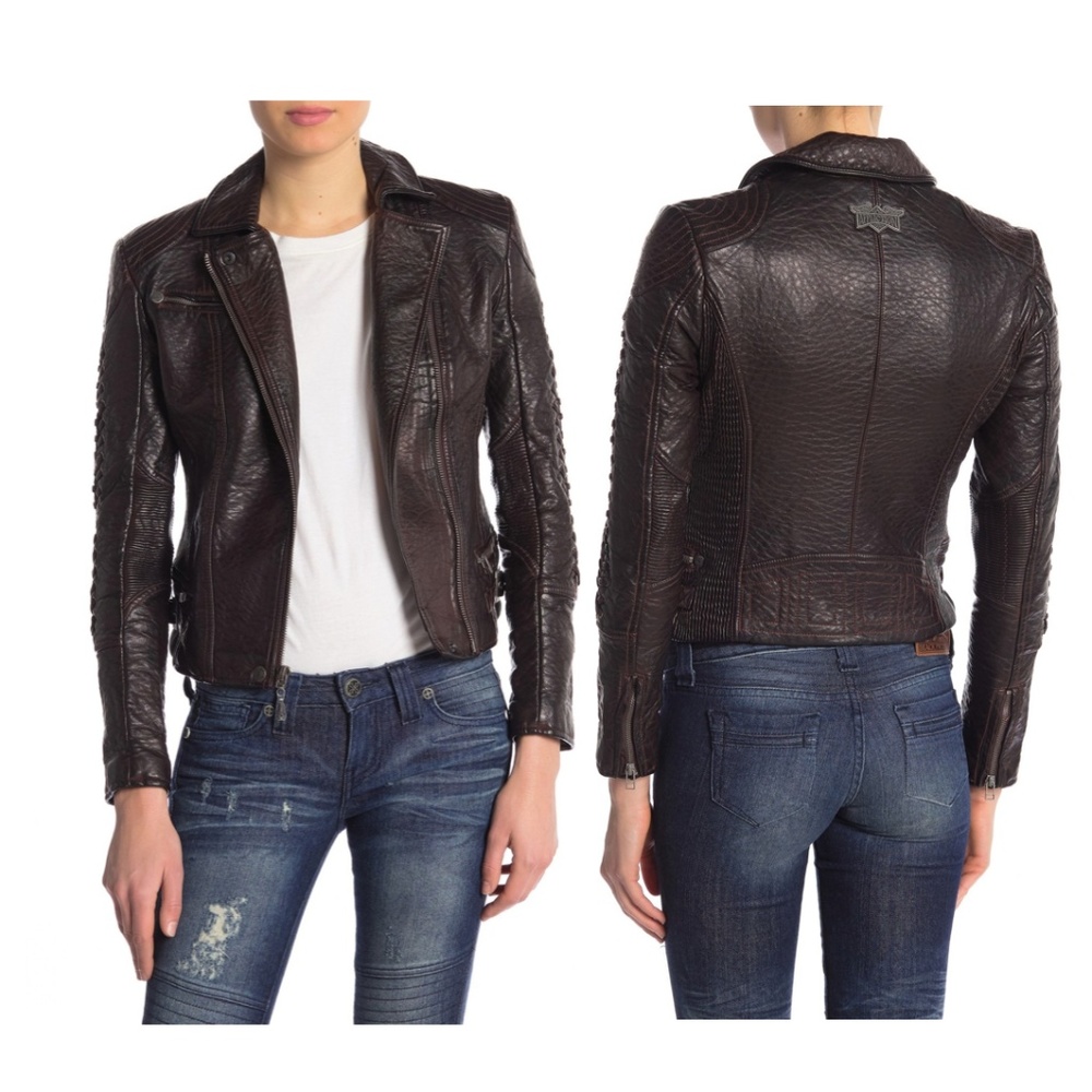 NWOT Affliction Wings Earned Moto Leather Burgundy Jacket S